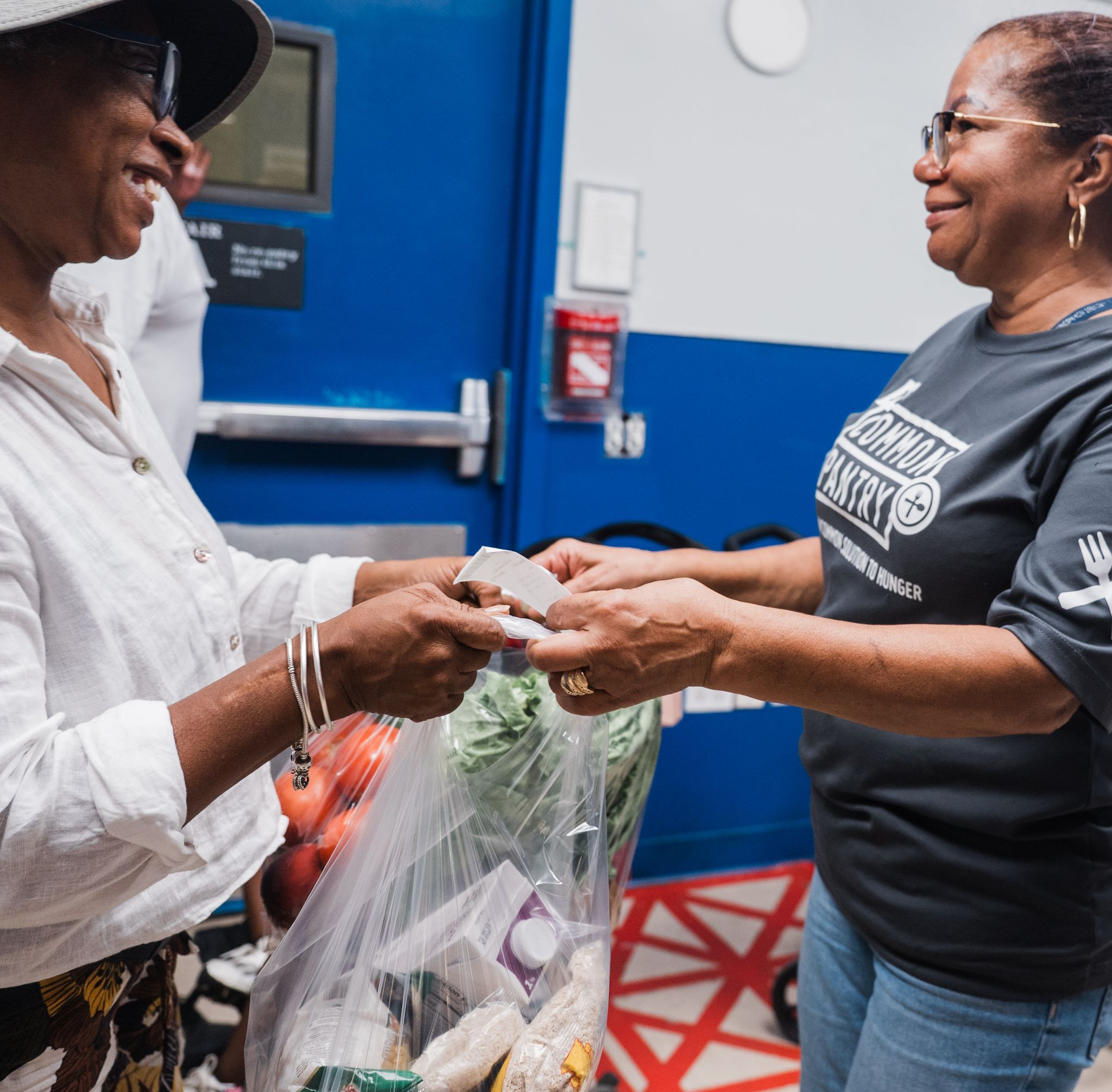 Woman handing out food