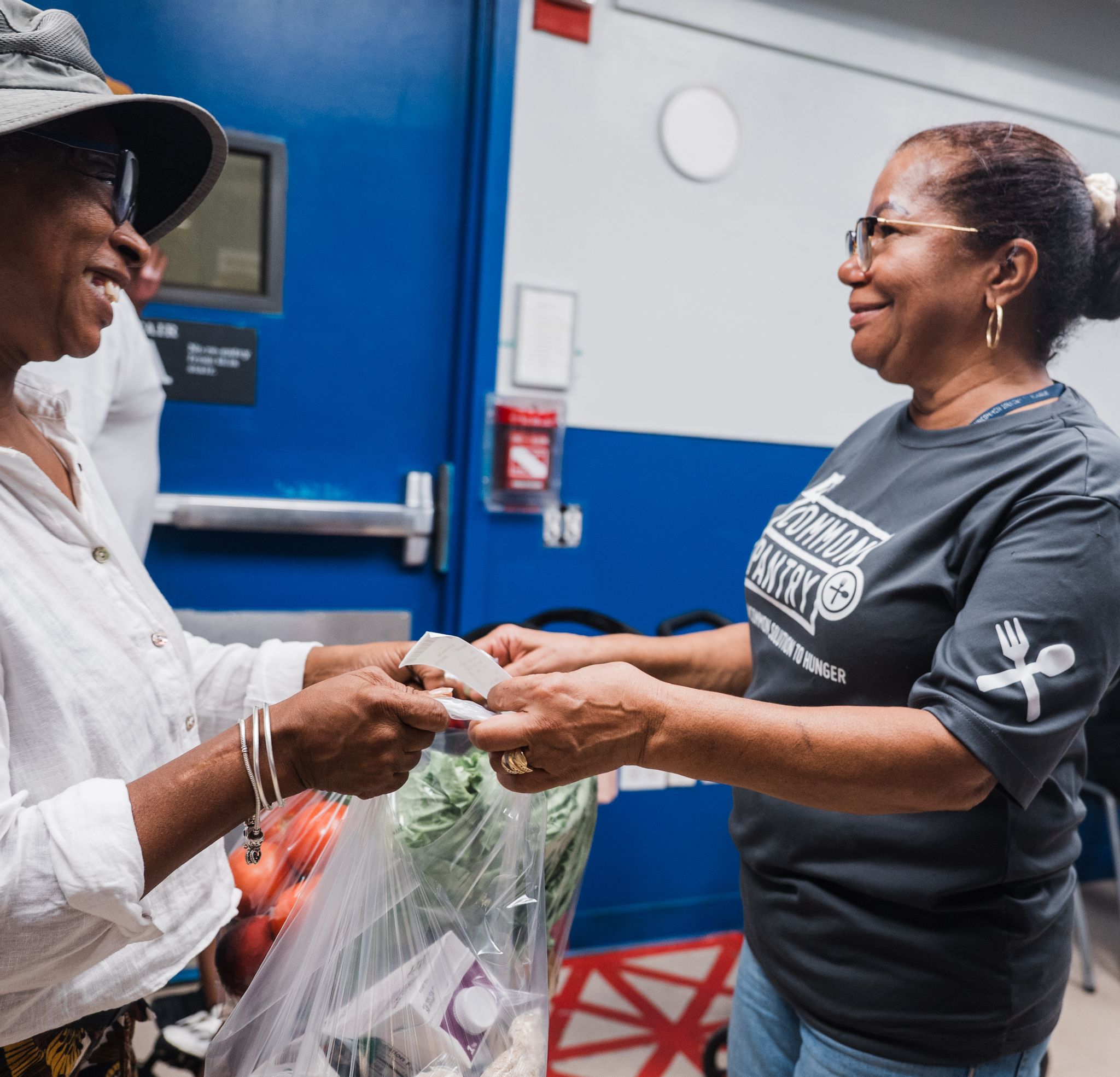 Woman handing out food